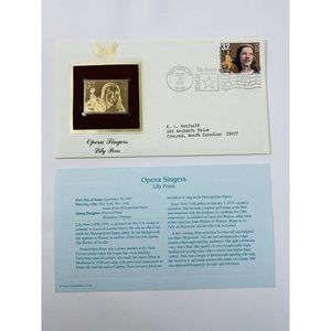 Opera Singers Lily Pons First Day Issue 22 kt Gold Replica Stamp